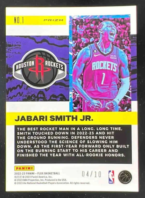 2022-23 Panini Flux Freshman Year Gold Cracked Ice #1 Jabari Smith Jr. RC /10