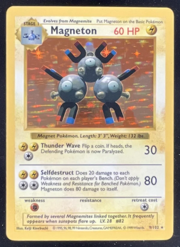 1999 Pokemon Shadowless Set #9/102 Magneton Holo