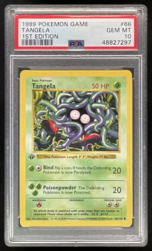 a16f6c5b-5181-46cf-a0d9-a2805baed683_7fd470d8-a63b-4191-ad41-c74b88a9931f 1999 Pokemon 1st Edition Set #66/102 Tangela PSA 10