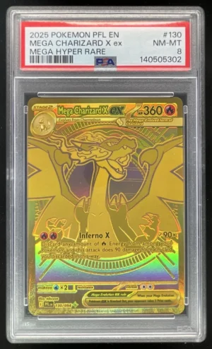 2025 Pokemon Phantasmal Flames #130/094 Mega Charizard X Mega Hyper Rare PSA 8