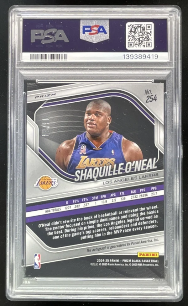 2024-25 Prizm Black Legends Gold Shimmer FOTL Shaquille O'Neal Auto /10 PSA 10